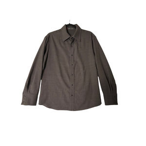 ADAM ARNOLD Relaxed Fit Brown Wool Button Down Shirt Long Sleeve Men's Size L